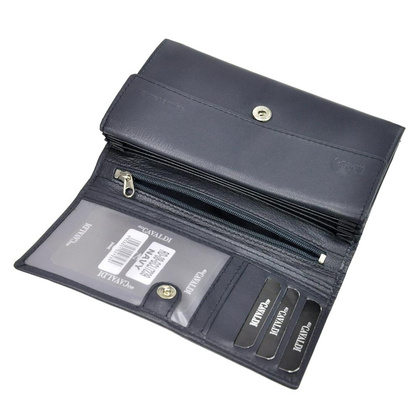 Podłużny portfel damski z bydlęcej skóry naturalnej — Cavaldi