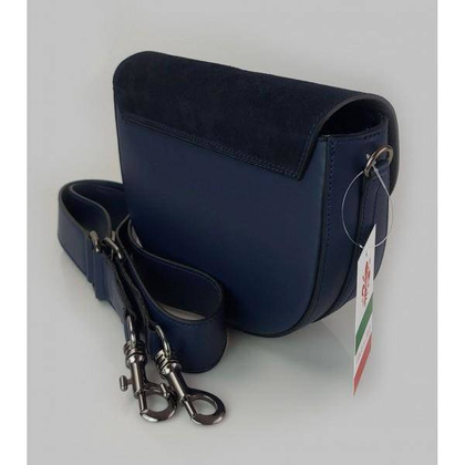 Listonoszka,chlebak,przewieszka Vera Pelle klapka zamsz Granatowa LVP399BS