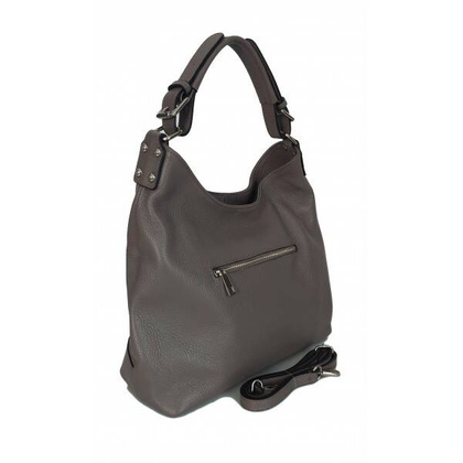 Skórzany Włoski worek ,torba na ramię Vera Pelle miękka ,pojemna Szara VORX12G