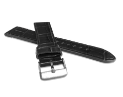 LAVVU Czarny szyty pasek CROCO z luksusowej skóry Top Grain - 18