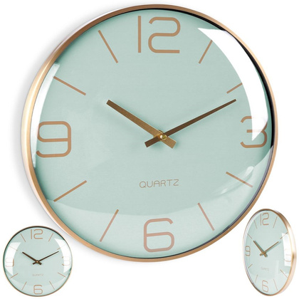 Zegar ścienny złoty miętowy 30 cm
