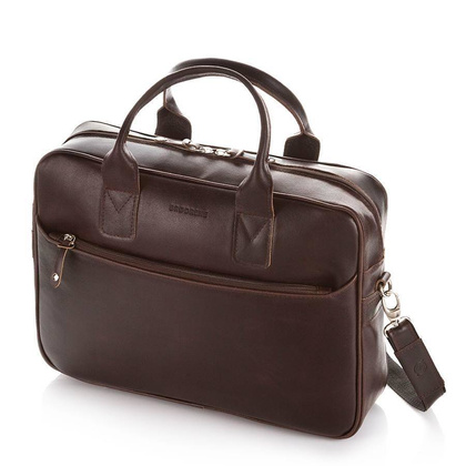 Torba na ramię laptop smooth leather BRØDRENE R12 ciemny brąz - min. zamówienie 20 / 50 / 100 szt.