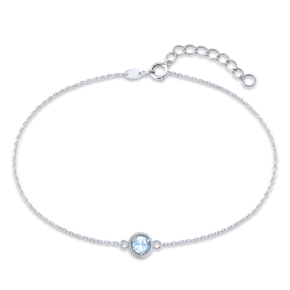 MINET Delikatna bransoletka z białego złota z niebieskim cyrkonem Au 585/1000 0,75g