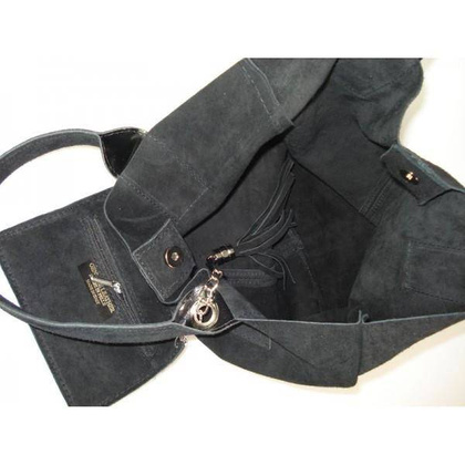 ZAMSZ NATURALNY WŁOSKA TORBA XL A4 SHOPPER BAG SKÓRZANA CZARNA W567N