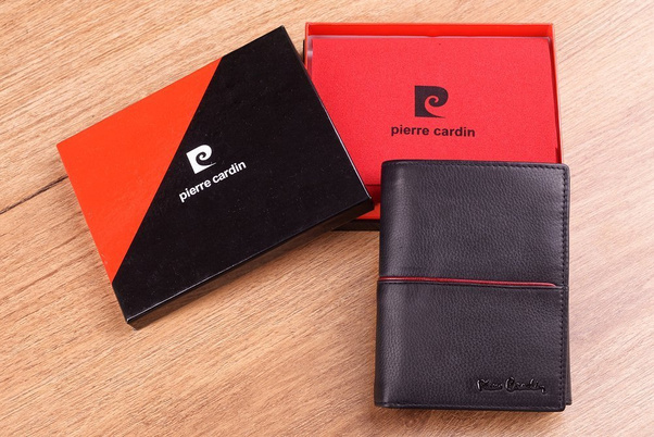 Portfel męski skórzany PIERRE CARDIN TILAK38 326 RFID Czarno Czerwony