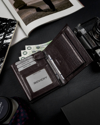 Pojemny portfel meski z naturalnej skory licowej z ochrona RFID