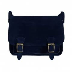 Zamszowa listonoszka ,chlebak  Vera Pelle ,pojemna przewieszka A5 Granatowa  VPZ435BS