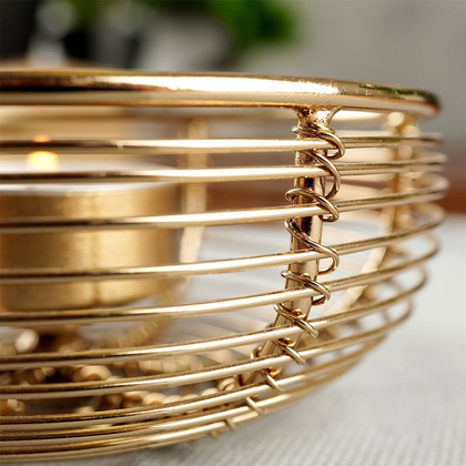 Świecznik na świeczkę tealight metalowy złoty 11x4,5 cm