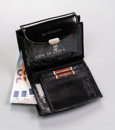 Skórzany portfel damski z systemem rfid zapinany na zatrzask