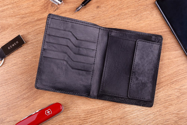 Portfel męski skórzany KEMER 348 Czarny - min. zamówienie 20 / 50 / 100 szt.