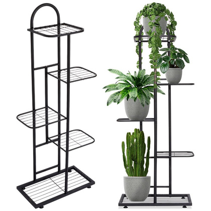 Kwietnik 5-poziomowy na doniczki metalowy czarny 107 cm