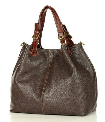 Torba skórzana klasyczny shopper bag - MARCO MAZZINI ciemny brąz caffe - min. zamówienie 20 / 50 / 100 szt.