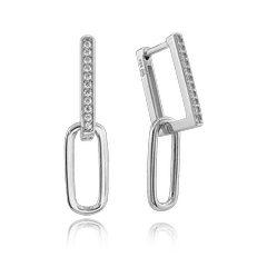 MINET Srebrne kolczyki w stylu włoskim z białymi cyrkoniami