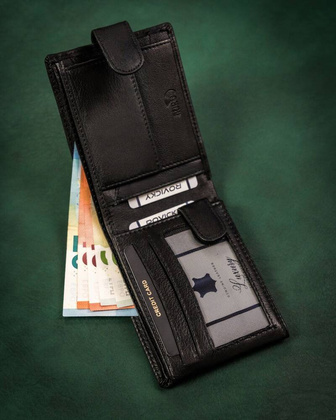 Duzy skorzany portfel meski na zatrzask