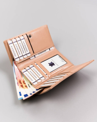 Klasyczny skorzany portfel damski z ochrona kart RFID Protect