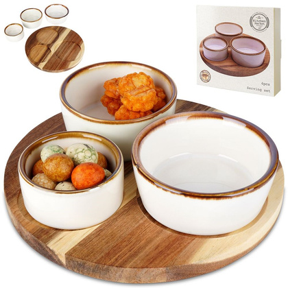 Miseczki na przekąski ceramiczne białe 4 el.