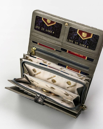 Duży, skórzany portfel damski w orientacji poziomej Peterson