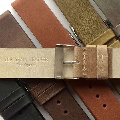 LAVVU Oliwkowy gładki pasek PLAIN z luksusowej skóry Top Grain - 18