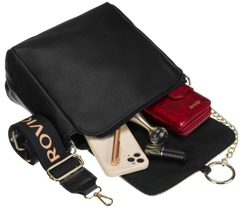 Prostokątna listonoszka ze złotym łańcuchem