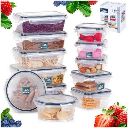 Pojemniki na żywność z pokrywką i uszczelką 12 szt.