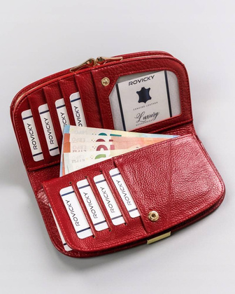 Elegancki skórzany portfel damski na zatrzask