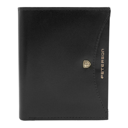 Klasyczny portfel męski bez zapięcia zewnętrznego - Peterson PTN 324.01 czarny + czerwony