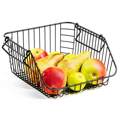 Koszyk na owoce i warzywa metalowy czarny piętrowy do piętrowania 29x27x14 cm 1 szt.