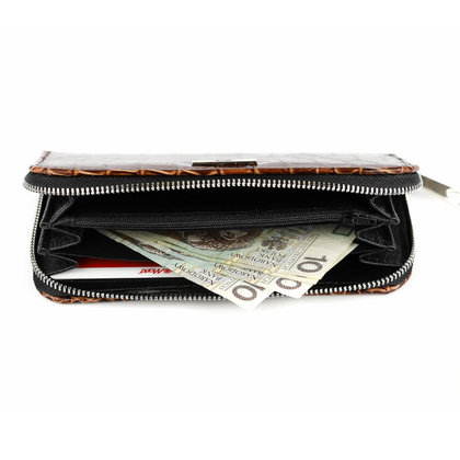 P-02 Portfel skórzany Korona - print wężowy jasny brąz KEMER