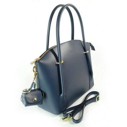 WŁOSKI SKÓRZANY KUFEREK DO RĘKI TOREBKA VERA PELLE GRANATOWY KVP55BS