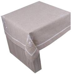 Obrus beżowy z haftem ptaszki 140x220cm