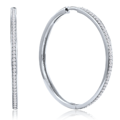 MINET Srebrne kolczyki kwadratowe koła 4 cm z białymi cyrkoniami