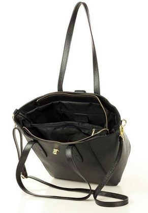 Torebka skórzana shopperka trepezowa na ramię - MARCO MAZZINI czarna - min. zamówienie 20 / 50 / 100 szt.