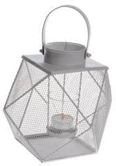 Latarenka geometryczna mała szara metalowa