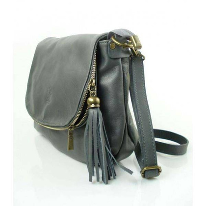 TOREBKA SKÓRZANA LISTONOSZKA A5 VERA PELLE SZARA VP1017GS