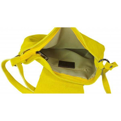 Duża zamszowa listonoszka ,chlebak Vera Pelle ,pojemna przewieszka A5 Żółta VPZ55GLL