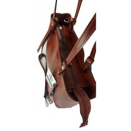 Torebka na ramię Vera Pelle ,Włoski skórzany kuferek format A4, Brązowa KM446M