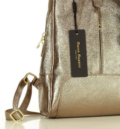 Plecak skórzany włoski MAZZINI - Capri Elegante skóra dollaro dark bronzo złoty - min. zamówienie 20 / 50 / 100 szt.