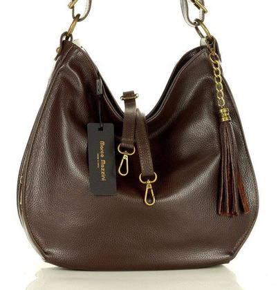 Torebka skórzana eleganc sacco MARCO MAZZINI - ciemny brąz caffe - min. zamówienie 20 / 50 / 100 szt.