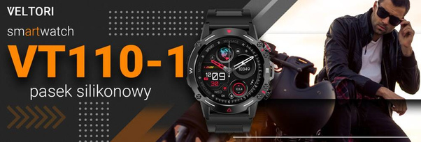 Smartwatch Veltori VT110-1 Czarny Pasek Silikonowy