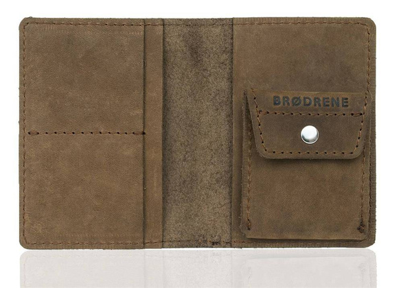 Elegancki portfel ze skóry na karty i monety BRØDRENE SW01+ jasny brąz - min. zamówienie 20 / 50 / 100 szt.
