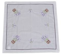 Obrus biały z lawendą 85x85cm