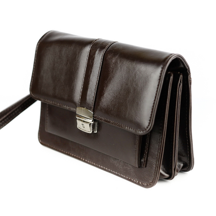 307-Saszetka męska z klapką-brąz KEMER