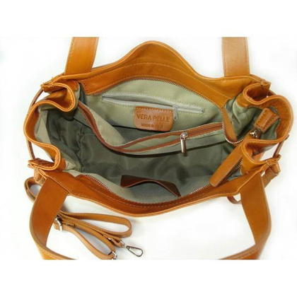 Duża włoska torebka Vera Pelle na ramię ,pojemna Camel WLB199C