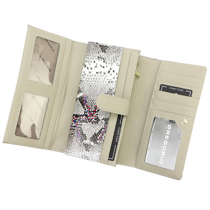 Portfel damski skórzany PELLUCCI SN-102 popiel + róż