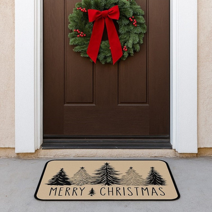 Dywanik wycieraczka świąteczna MERRY CHRISTMAS, choinki 60x90cm DYW13