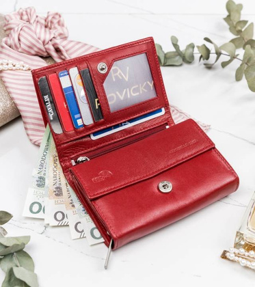 Skorzany pojemny portfel damski