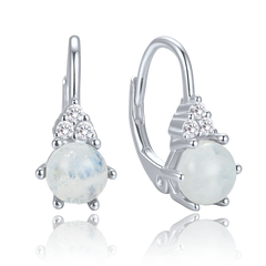 MINET Eleganckie srebrne kolczyki z kamieniem księżycowym i cyrkoniami