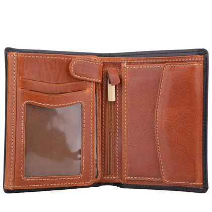 Portfel męski skórzany KEMER 012M/J Czarny / Jasny Brąz - min. zamówienie 20 / 50 / 100 szt.