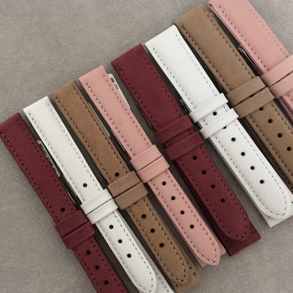 MINET Jasnobrązowy szyty skórzany pasek z miękkiego nubuku - 20