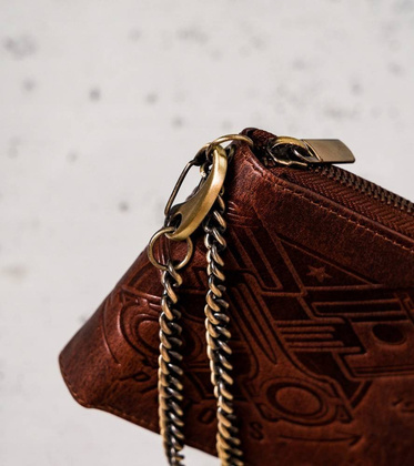 Duży, skórzany portfel męski z łańcuchem